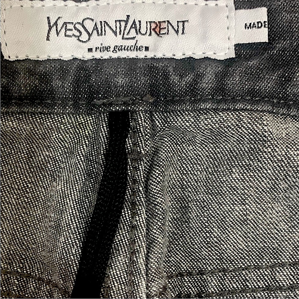 Saint Laurent / Rive Gauche Faded Black Denim Jeans with YSL logo - Picture 2 of 11